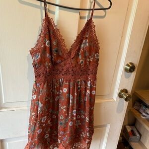 Wet Seal Rust Floral Lace Mini Dress